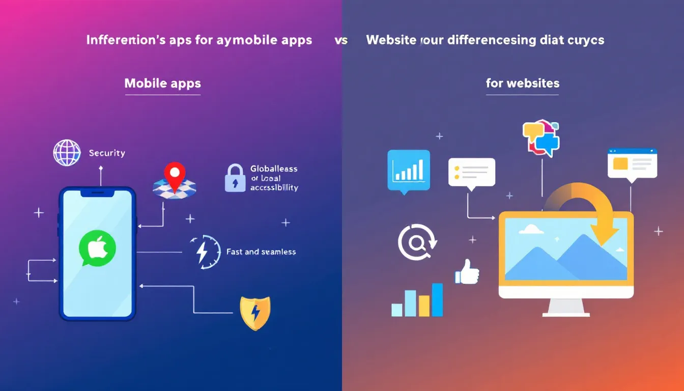 A comparison between a mobile app and a website, illustrating their differences.