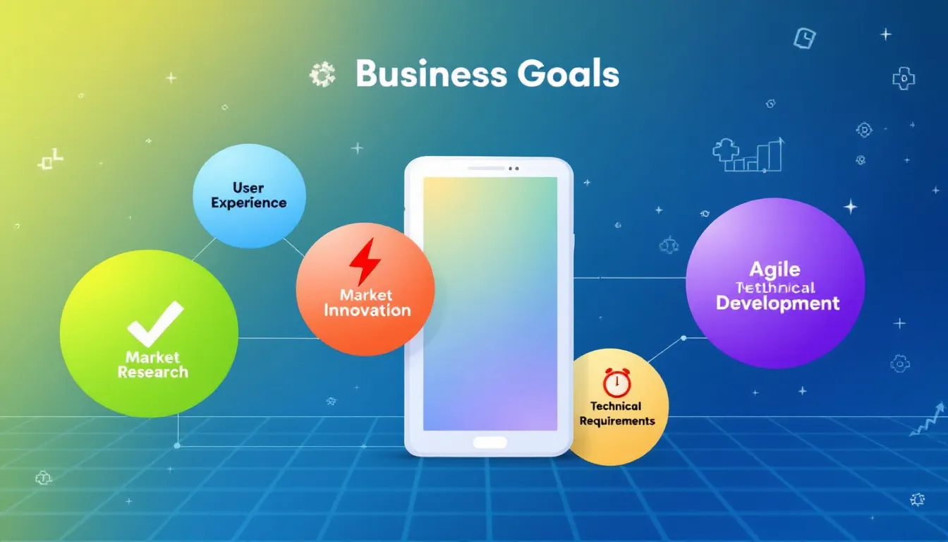 A visual representation of business goals related to app and website development.
