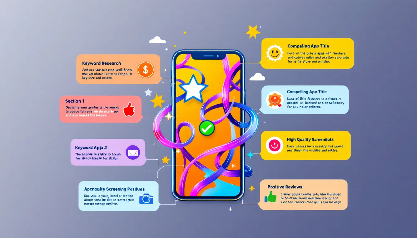 An infographic detailing the strategies for app store optimization.
